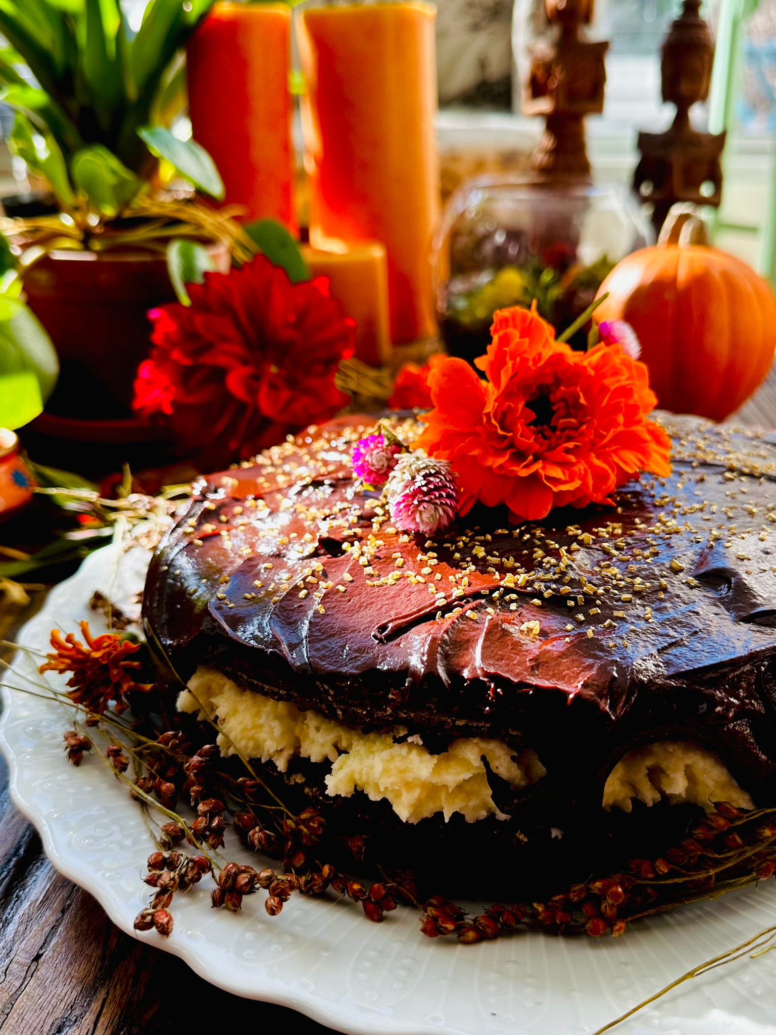 Chocolate Cake with Maple Buttercream and Chocolate Ganache