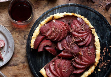 Chocolate and Poached Pear Tart