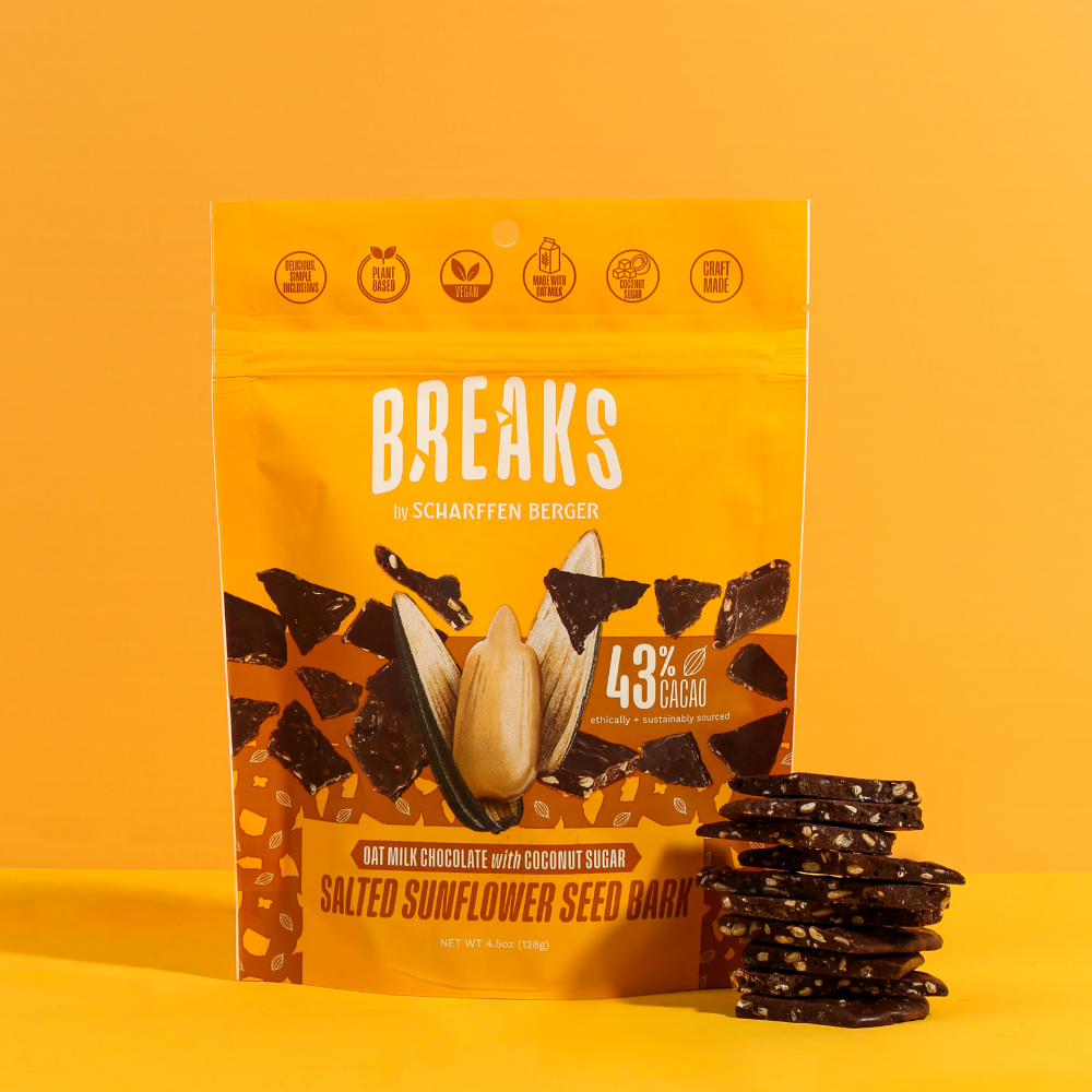 BREAKS - 43% Oat Milk Chocolate with Coconut Sugar + Sunflower Seed Bark