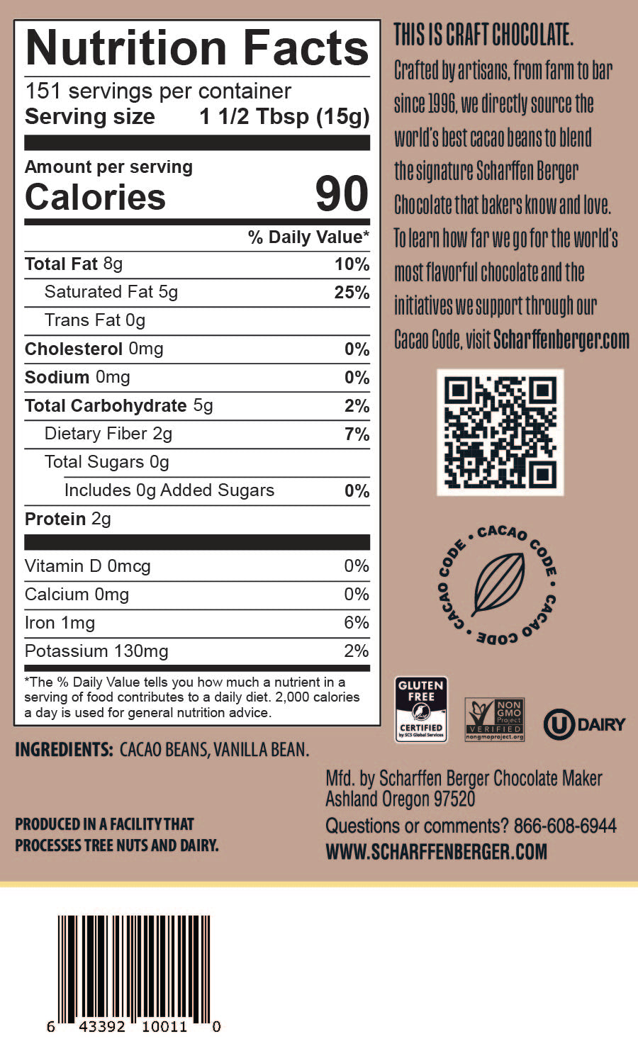 Wholesale - 5lb Bag CHUNKS-99% Cacao Unsweetened Dark Chocolate Chunks